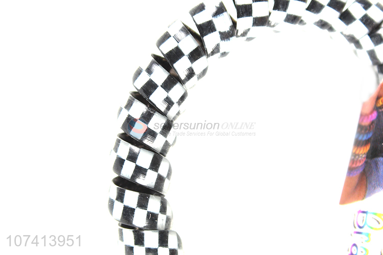 Hot selling checks printed elastic telephone wire bracelet for kids