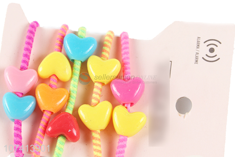 Hot sale colorful hair band elastic hair tie with heart charms