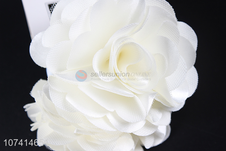 New products white rose flower hair bands for women and girls