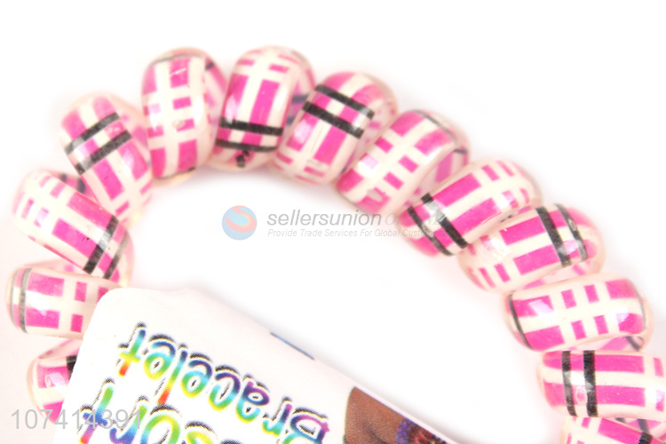 Factory price custom printed elastic telephone wire bracelet for kids