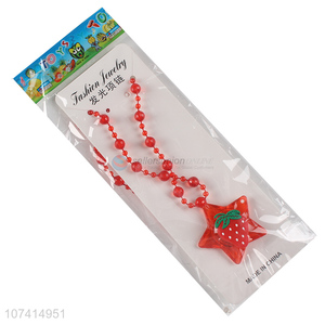 Factory Sell Star Shape Strawberry Decoration Flashing Necklace For Kids
