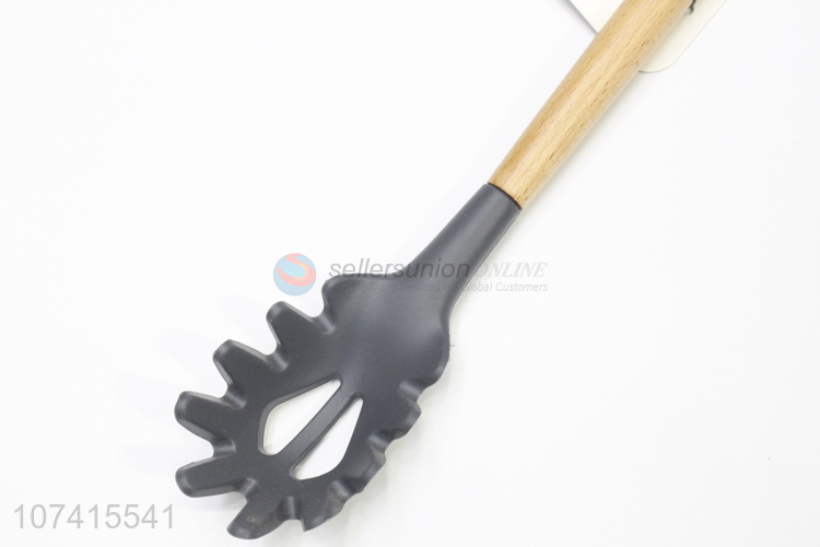 High Quality Wooden Long Handle Silicone Spaghetti Spatula For Kitchen