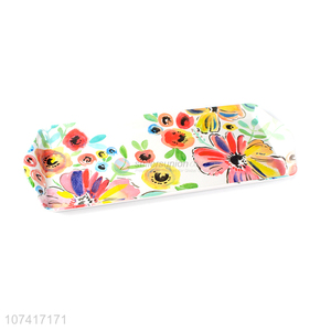 Factory Wholesale Flowers Printed Melamine Serving Tray
