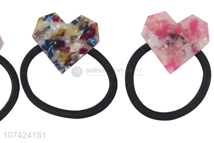 Latest style cellulose acetate sheet hair rings heart hair ties