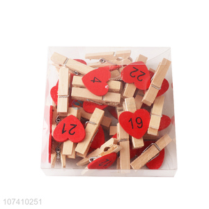 Best selling heart decorative photo wooden clips