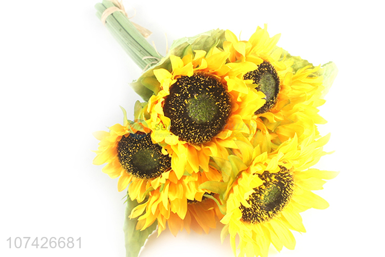 Good quality indoor decoration aritificial sunflower fabric cloth flower