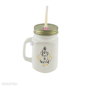Popular Office Mug Glass Water Cup With Straw