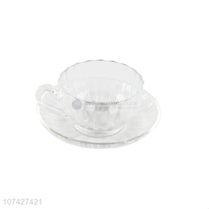 Fashion Style Transparent Glass Coffee Cup & Saucer