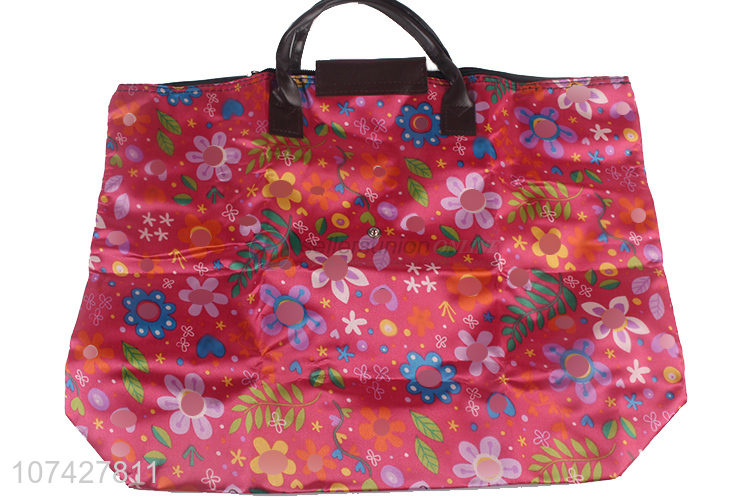 Portable Flower Pattern Foldable Handbag Fashion Shopping Bag