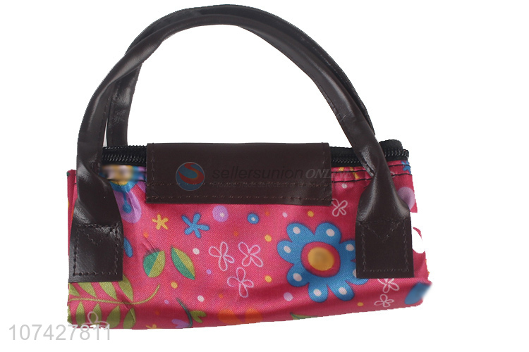 Portable Flower Pattern Foldable Handbag Fashion Shopping Bag