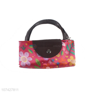 Portable Flower Pattern Foldable Handbag Fashion Shopping Bag