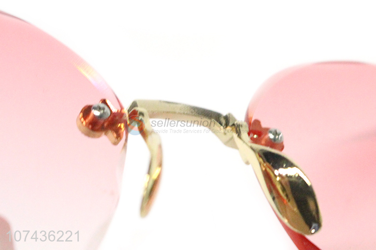 Wholesale cheap ladies gradient eyeglasses rimless uv 400 sunglasses