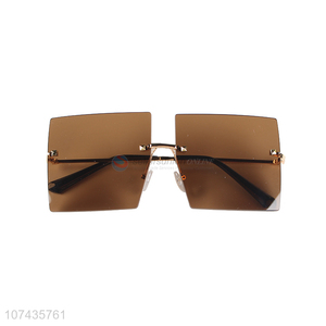 Attractive design rimless lens women sun glasses uv 400 sunglasses shade sunglasses