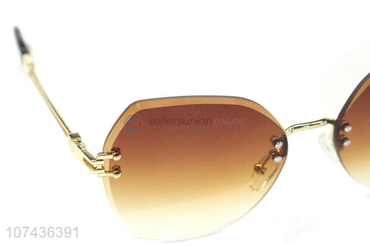 High quality gradient rimless lens women sun glasses uv 400 sunglasses