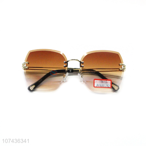 Attractive design ladies fashion eyeglasses rimless uv 400 sunglasses