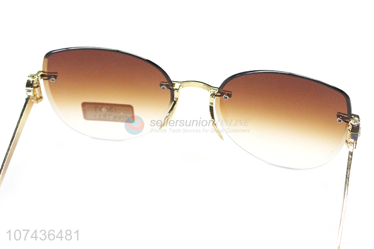 Popular products ladies gradient eyeglasses rimless uv 400 sunglasses