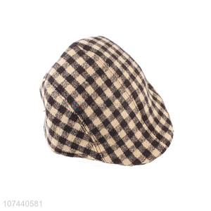 Good quality fashion plaid winter hats woolen peaked cap