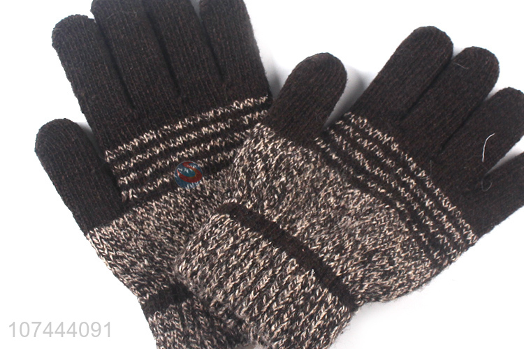 Fashion Knitted Five Finger Gloves Winter Warm Gloves