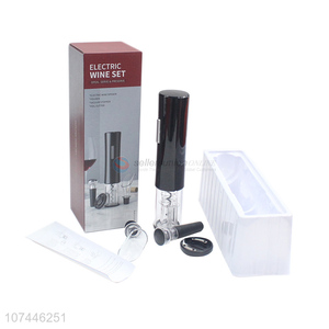 Wholesale battery operated electric wine opener set with pourer vacuum stopper foil cutter