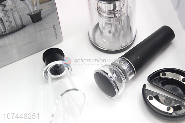 Wholesale battery operated electric wine opener set with pourer vacuum stopper foil cutter