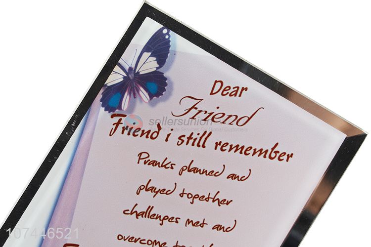 New Design Rectangle Glass Photo Frame With Plastic Back Stander