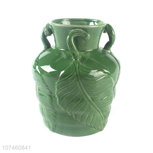 China Manufacture Ceramics Crafts Green Flower Vase