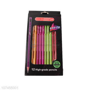 Wholesale 12 Pieces Triangle Pencil With 3 Sides Steel Printing