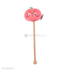 Hot products custom wooden massage stick plush apple toy