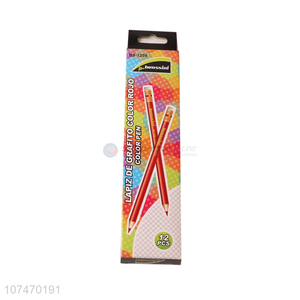 New arrival 12 pcs erasable wooden color pencils for kids drawing