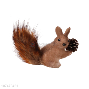 Promotional hanging Christmas decoration foam squirrel figurine with pinecone