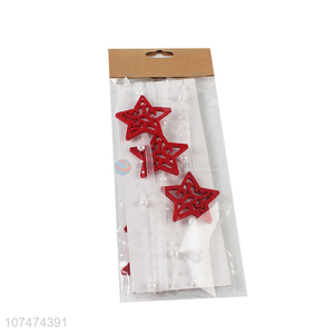 China supplier Xmas decoration polyester ribbon with wooden stars & pearls