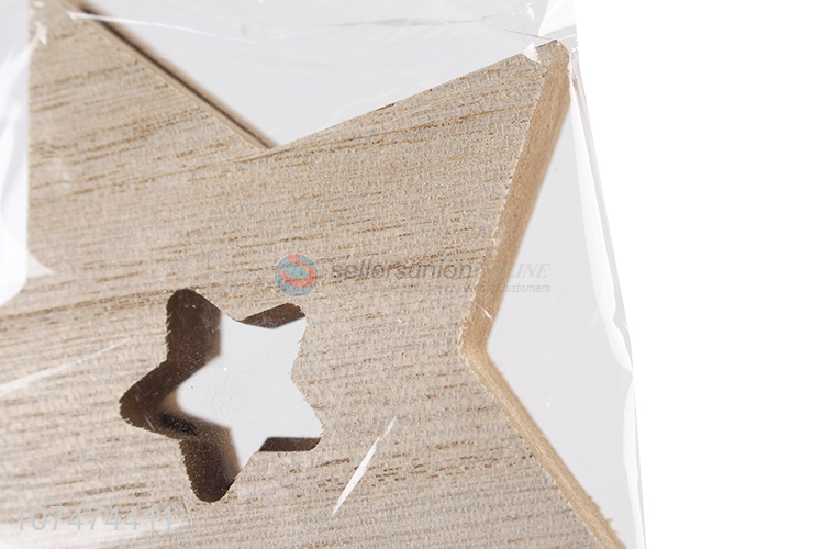 Low price Christmas tree hanging ornaments hollow wooden star pendants