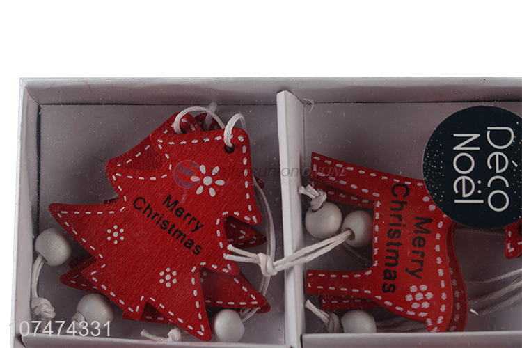New arrival red hanging wooden Christmas tree ornaments wooden crafts