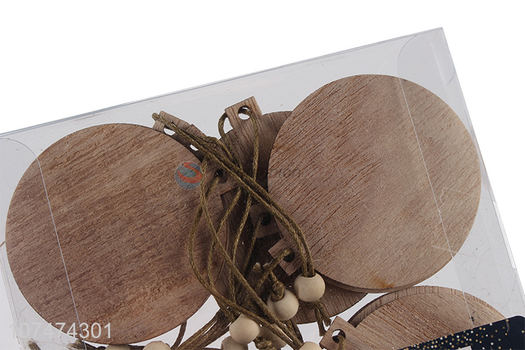 High quality Christmas hanging decoration round printed wooden ornaments