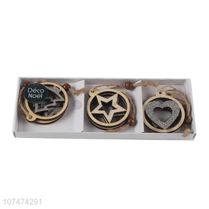 Reasonable price laser cutting flat wooden glitter Christmas ornaments