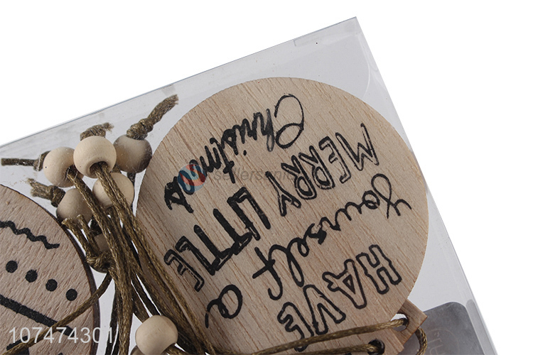 High quality Christmas hanging decoration round printed wooden ornaments