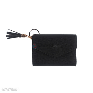 Best selling women long pu leather cluth purse with tassels
