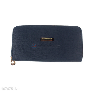 High quality long pu leather <em>ladies</em> <em>purse</em> with copper zipper