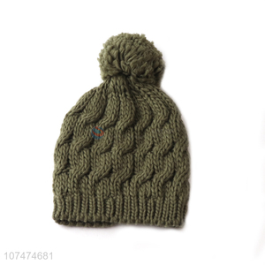 Good price green acrylic outdoor knitted hat