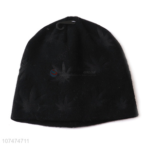 Hot sale black winter general decorative cold-proof knitted hat