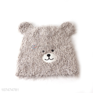 Factory direct sale grey cute bear outdoor windproof knitted hat