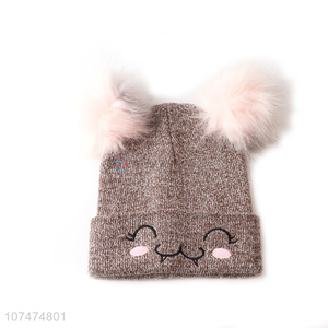 High quality cute girls knitted hat outdoor windproof hat