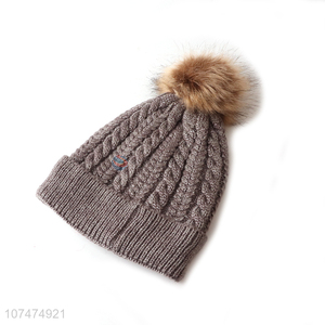 Good quality girl ear protection hat outdoor cold knitted hat