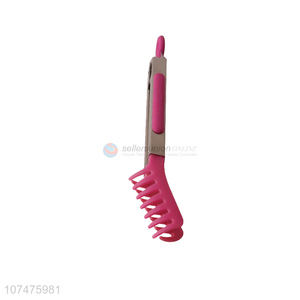 High quality rose red creative food tongs with serrated