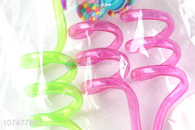 Latest arrival colorful cartoon pvc spiral straws bar supplies