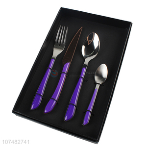 Custom Purple Handle Stainless Steel Cutlery Set Gift Set