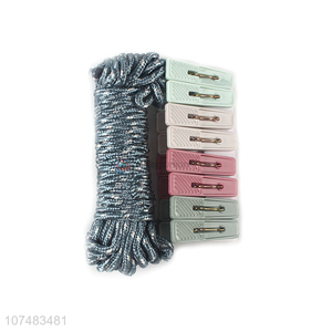 Factory price outdoor 8 pegs plastic clothespins and clothes line set
