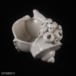 Lowest Price Ocean Style Conch Shaped Home Decoration Ceramic Flower Pot