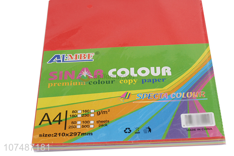 Promotion colored mixed a4 size multipurpose copy 80g 100 sheet colour paper