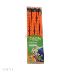 High Sales Student Stationery 12 Pieces HB Wooden Pencils Set